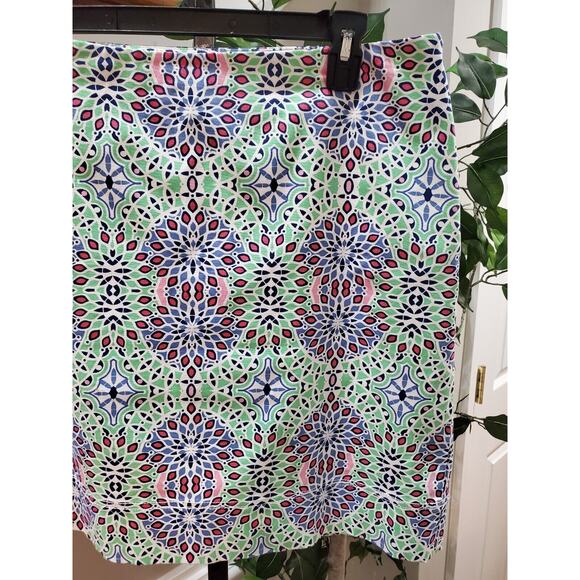 Talbots Womens Multicolor Kaleidoscope Print Cotton Side Zip Mini Skirt Size 14P - Picture 3 of 8